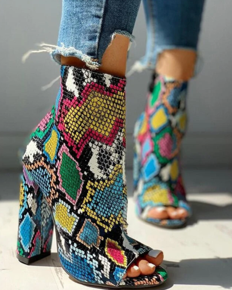 Women’s Peep-Toe Block Heel Ankle Boots