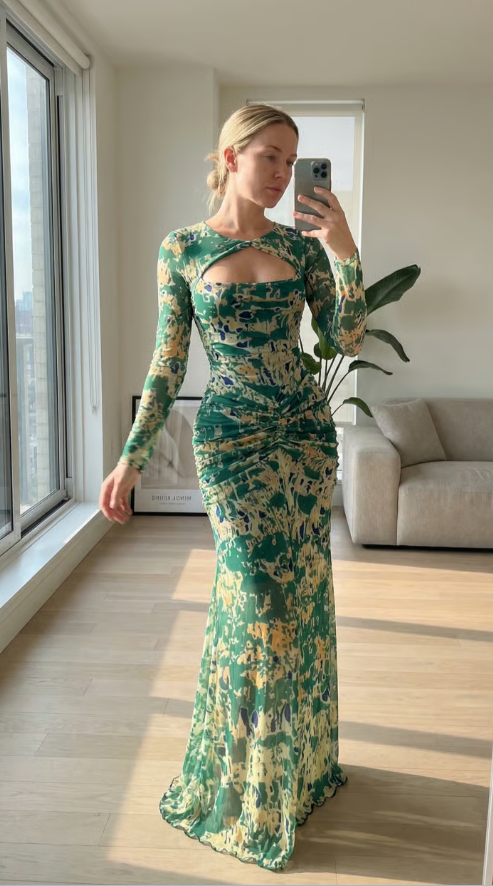 Cut-Out Floral Maxi Dress for Women