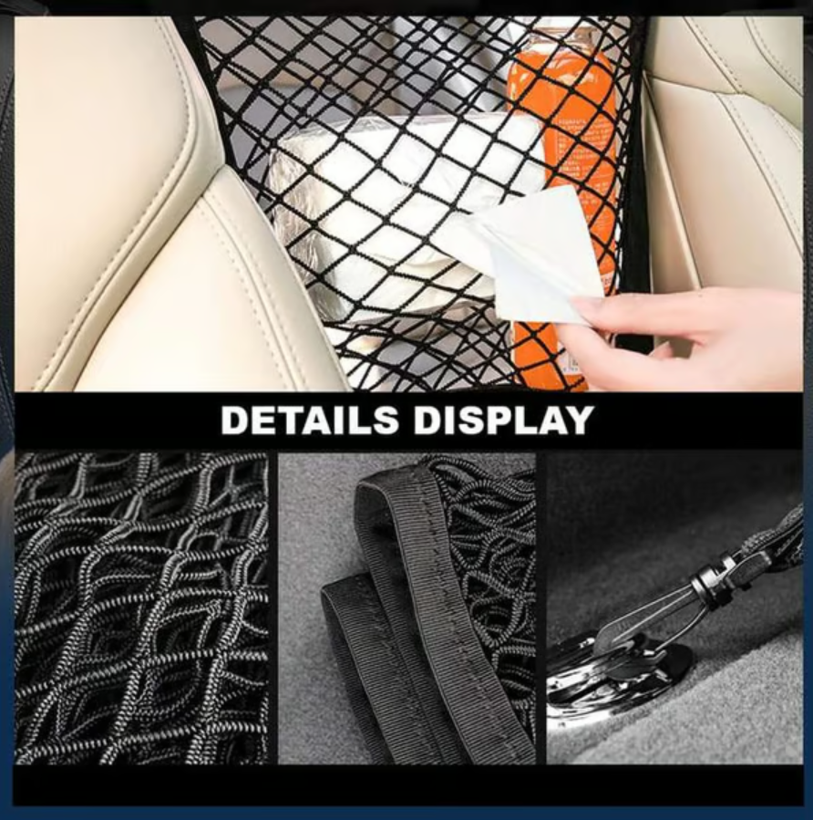 3-Layer Elastic Car Seat Gap Storage Net Organiser