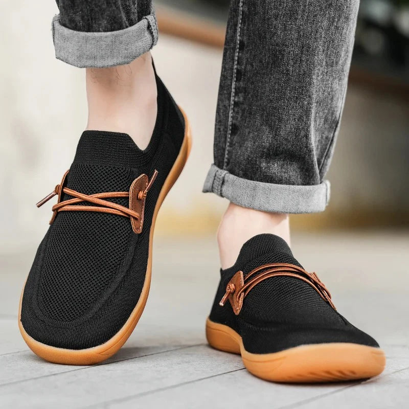 Men’s Knit Leather-Look Trainer
