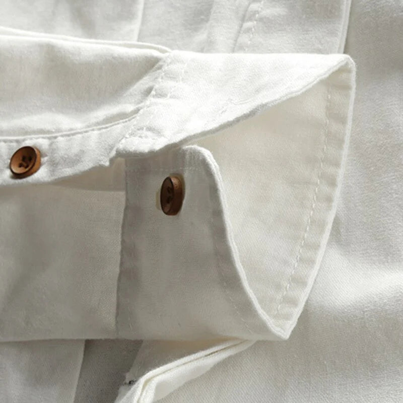 Men’s Japanese-Inspired Linen Blend Casual Shirt
