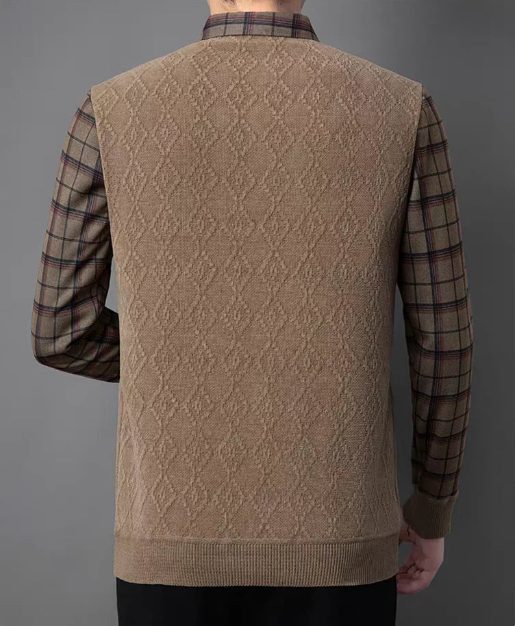 Men’s Vintage Lattice Knit Layered Ensemble