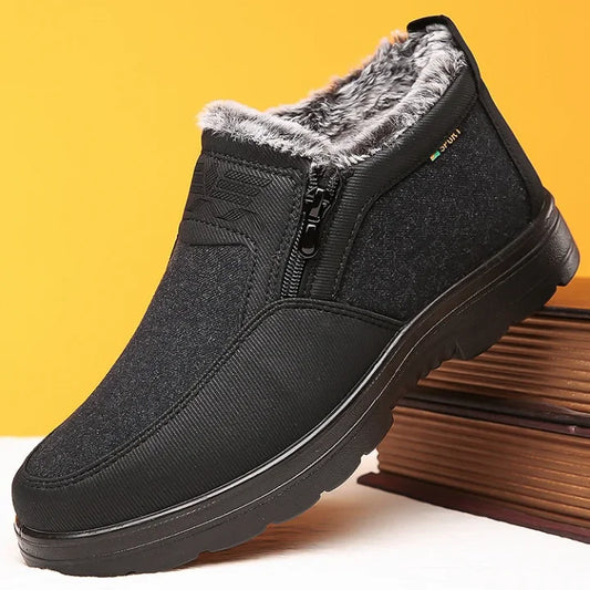 Men's Warm Snow Boots Waterproof Non-Slip Winter Fleece Shoes