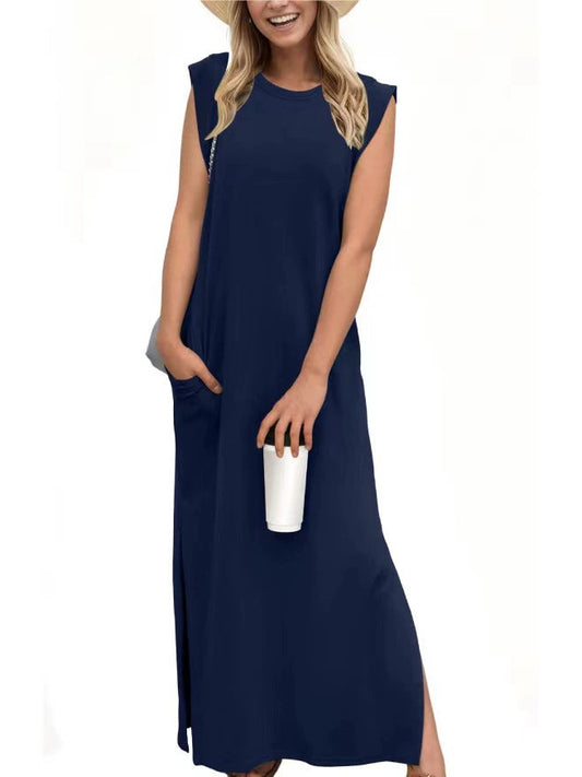 Women's Split Hem Cotton-Blend Casual Dress