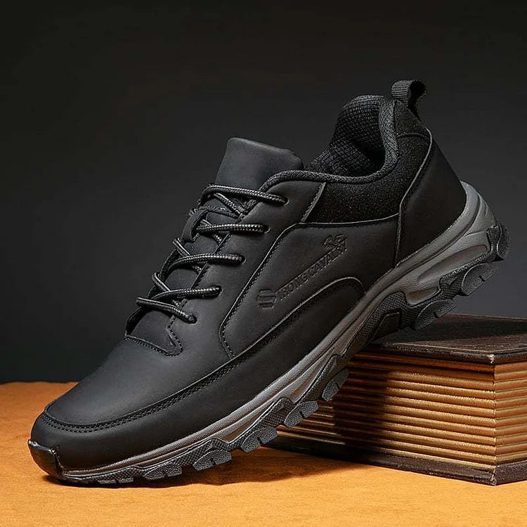 Men’s Cushioned Leather Trainers with Arch Support and Impact Control