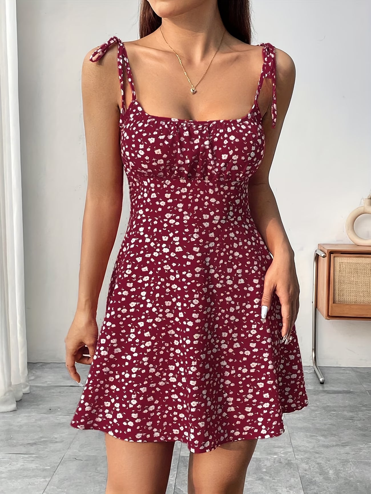 Women's Floral Tie-Back Camisole Dress Set