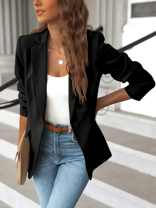 Elegant Single-Button Blazer - Spring/Fall Office Wear