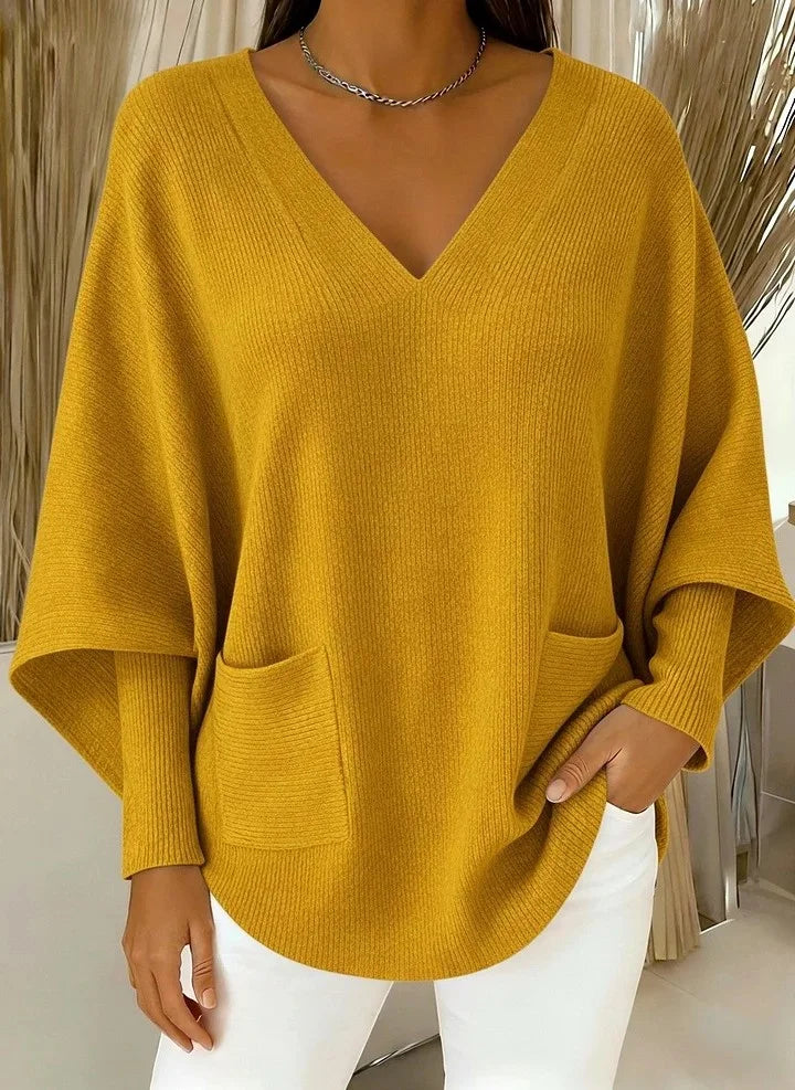 Women’s Casual Solid Colour V-Neck Wool-Blend Sweater