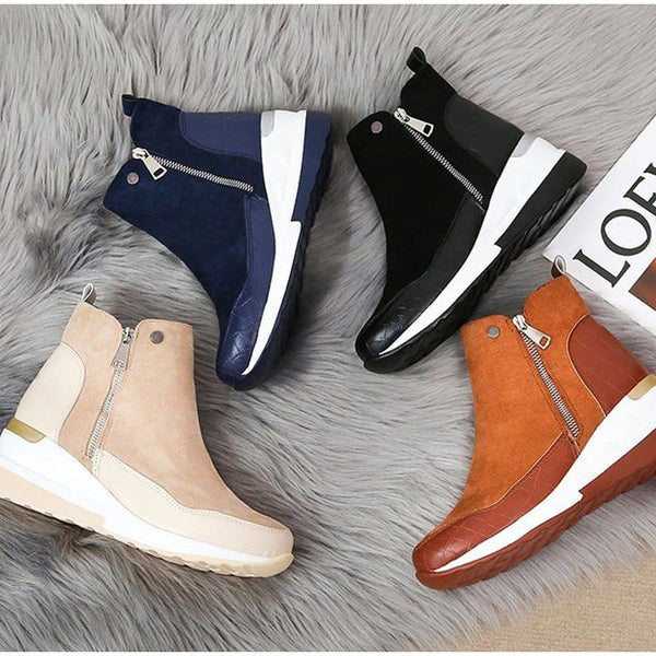 Women's Leather-Look Heeled Ankle Boots