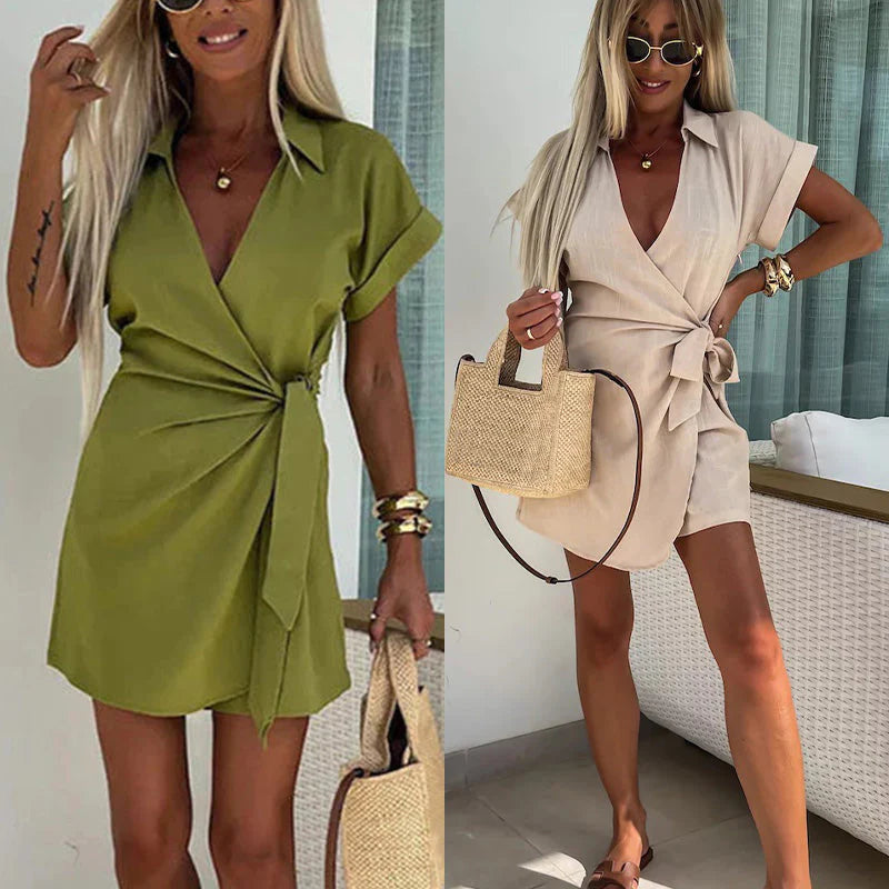Women's Tie-Waist V-Neck Playsuit