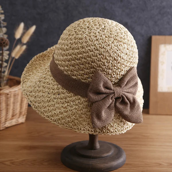 Handmade Elegant Crochet Straw Hat with Ruffle Detail