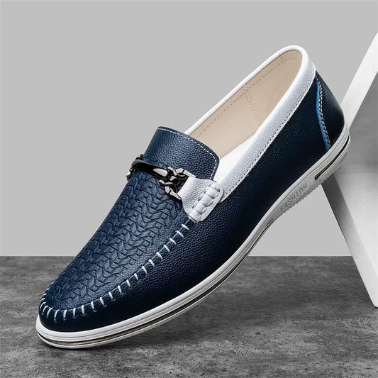 Men's Metal Accent Leather-Look Loafers