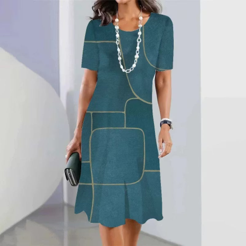 Women’s Abstract Print Round-Neck Dress