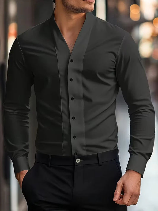 Men’s Classic Open Collar Long Sleeve Shirt