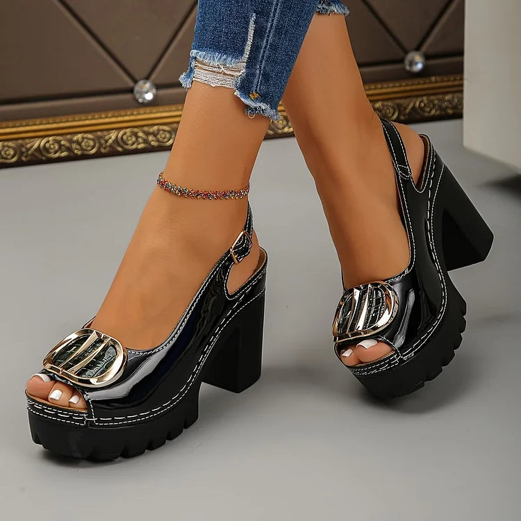 Women’s Vintage Buckle Low Heel Pumps