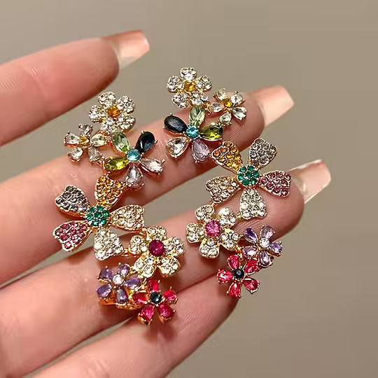 Women’s Colourful Floral Statement Earrings
