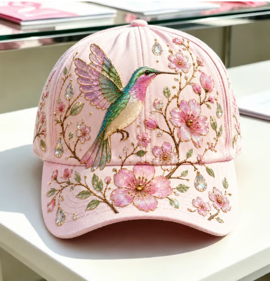 Embroidered Floral Bee Cap
