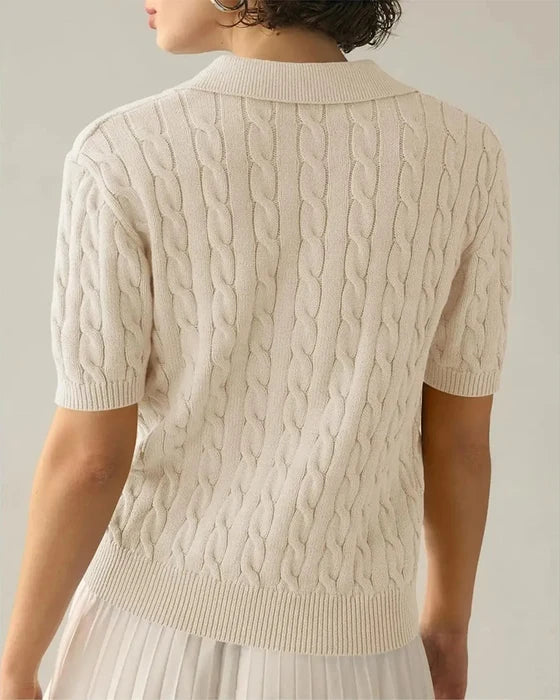 Women's Textured Short Sleeve Polo Jumper