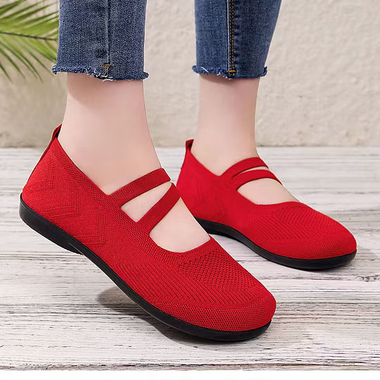 Women's Double-Strap Knitted Flats
