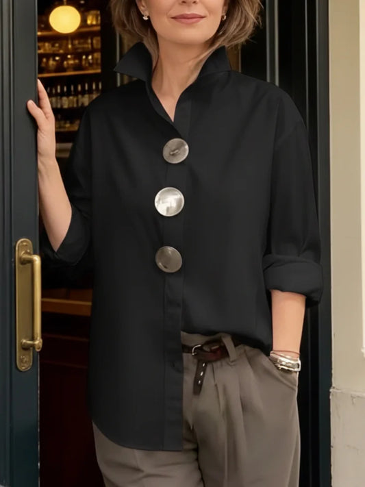 Women’s Stand Collar Button Detail Blouse