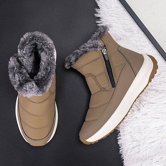 Men’s Easy-Zip Fur-Lined Waterproof Puffer Snow Boots