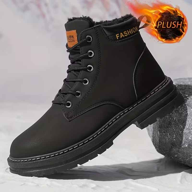 Men’s Fleece-Lined Grip-Sole Mid-Calf Boots