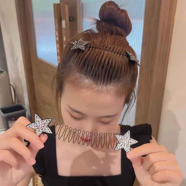 Women’s Rhinestone Star Flyaway Control Hair Comb