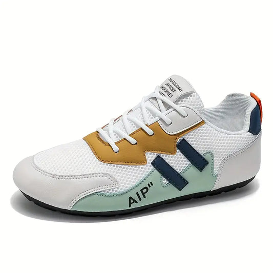 Men's Casual Low-Top Sneakers - Breathable White/Brown Daily Shoes