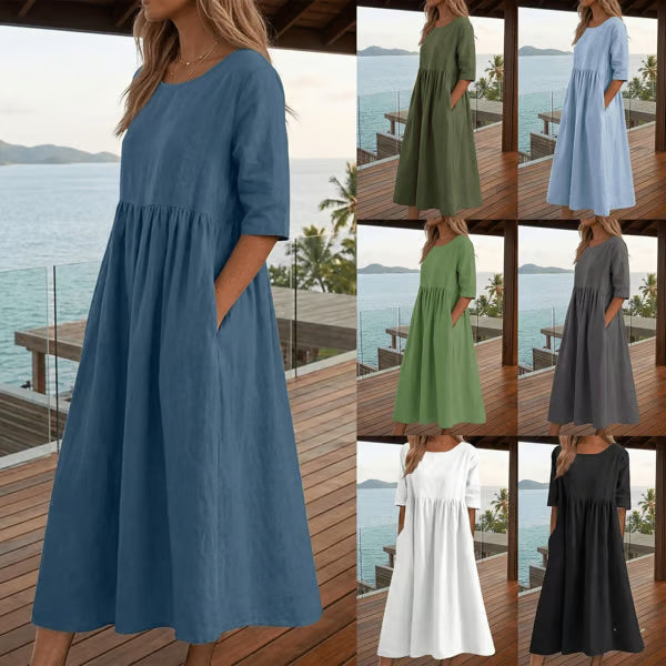 Women’s Relaxed Cotton-Linen Pocket Dress