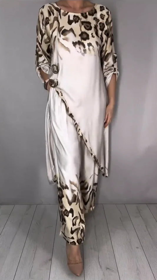 Women’s Lightweight Printed Tunic & Wide-Leg Trousers Set