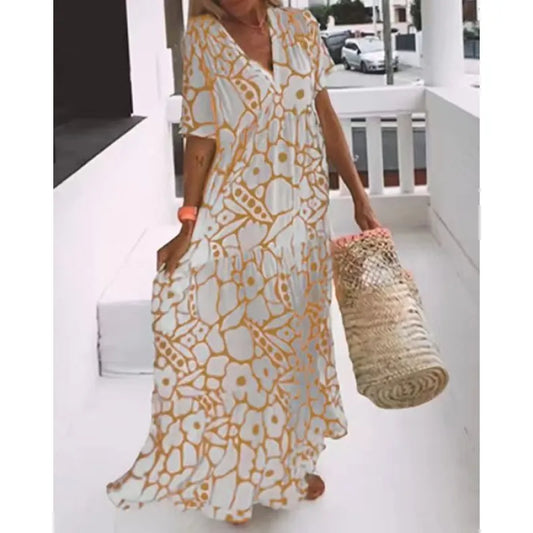 Women's Floral V-Neck Maxi Dress