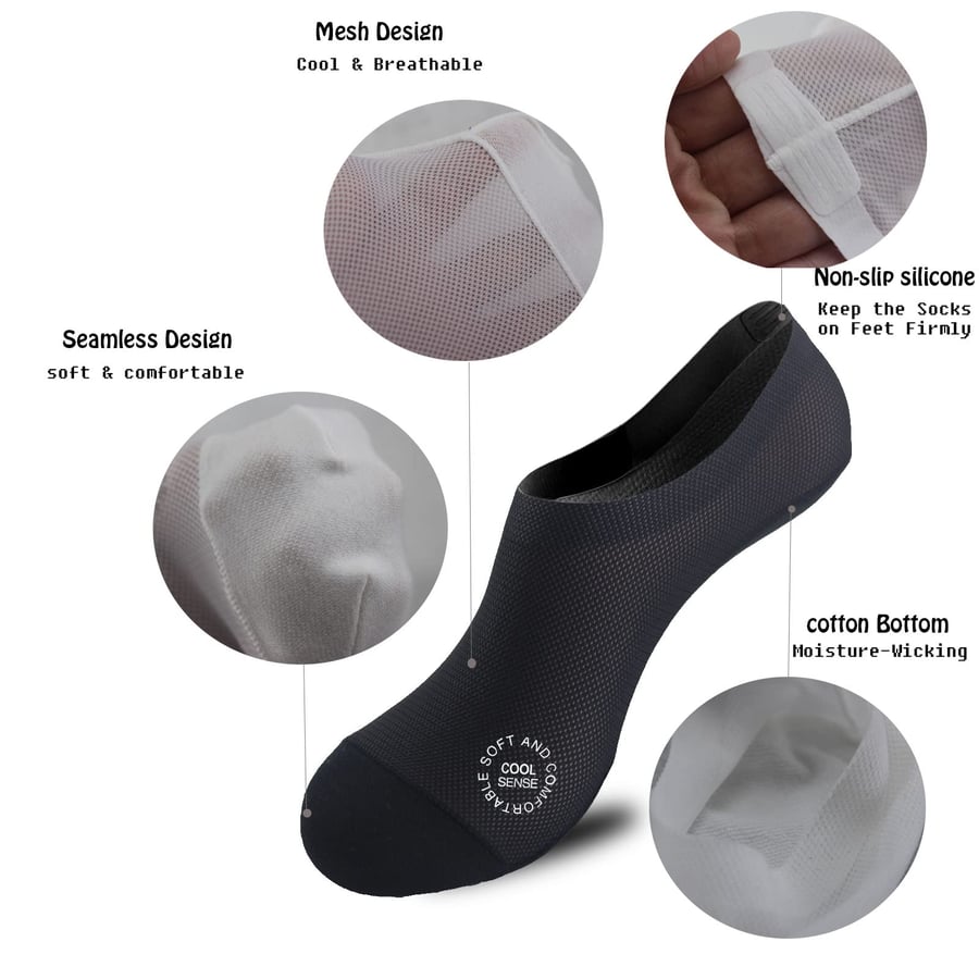 Ultra Thin Liner Non Slip No Show Socks