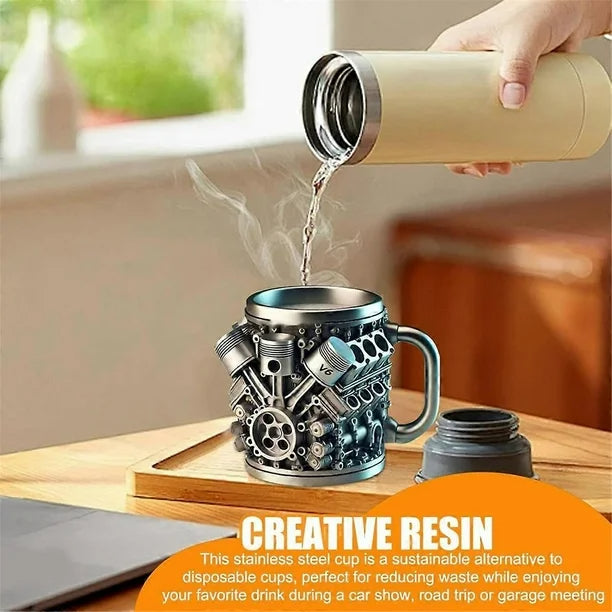 Stainless Steel Engine Block Coffee Mug