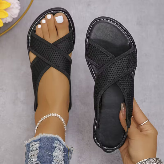 Women’s Cross-Strap Mesh Flat Sandals
