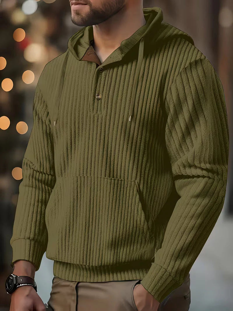 Men’s Textured Hooded Pullover Sweatshirt