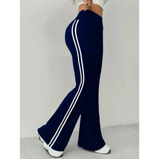 Women's High-Waisted Side-Stripe Flare Trousers