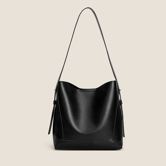 Women's Large Leather-Look Bucket Bag