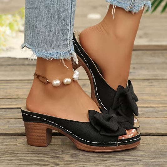 Women’s Bow Detail Block Heel Mules