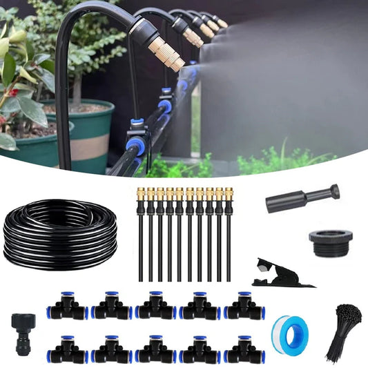 Adjustable Garden Mist Irrigation System Kit with Spray Nozzles