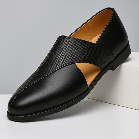 Men’s Leather-Look Cross-Strap Loafers