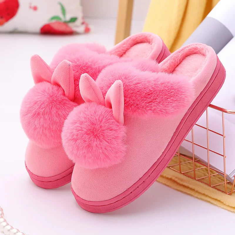 Rabbit Ears Fur Slippers