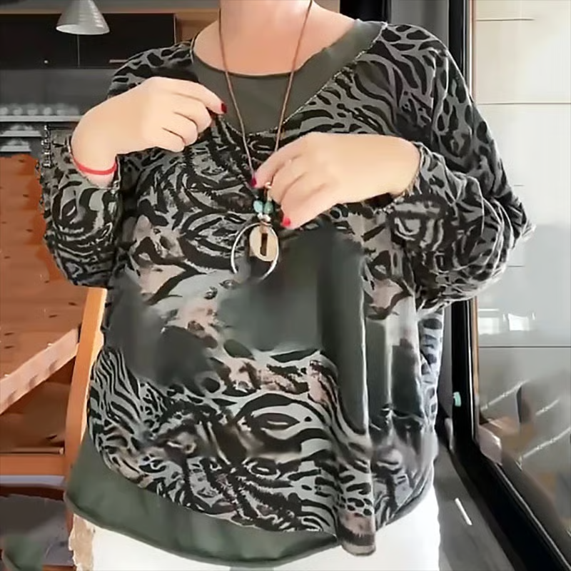 Savannah Leopard & Abstract Print Blouse