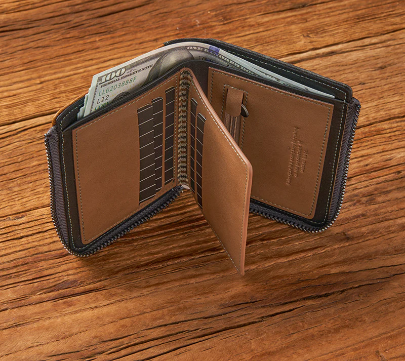 Men’s Premium Zipper Leather Card Wallet
