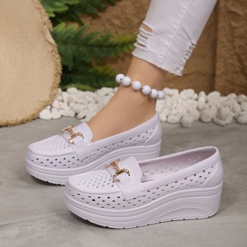 Women’s Perforated Platform Comfort Slip-On Shoes