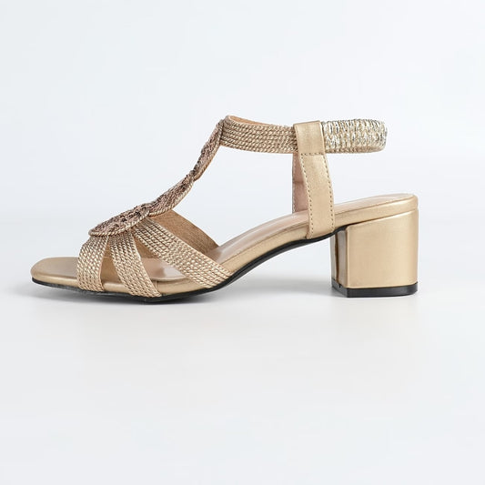 Women’s Glitter Strap Low Heel Comfort Sandals