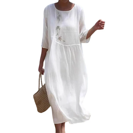 Women’s Casual Loose Embroidered Midi Dress