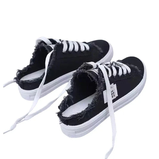 Women’s Frayed Denim Mule Trainers