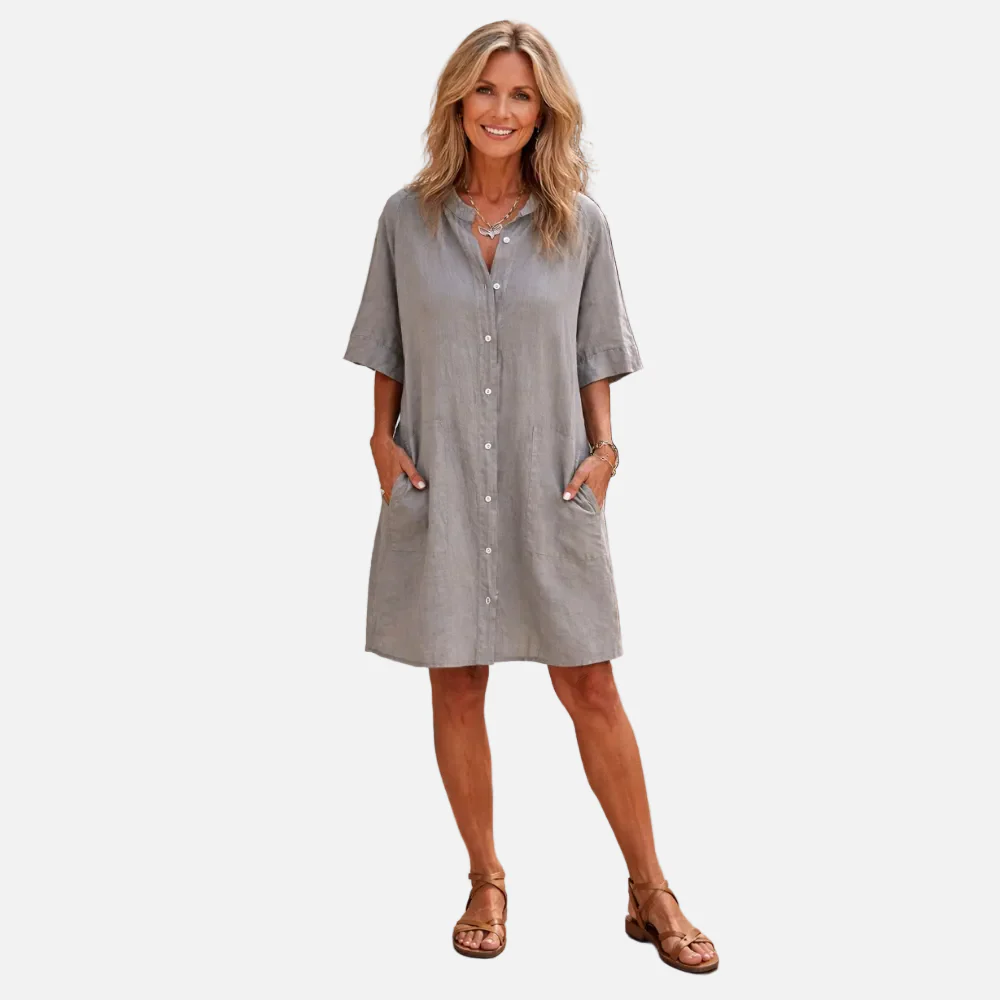 Casual Button Front Shirt Dress