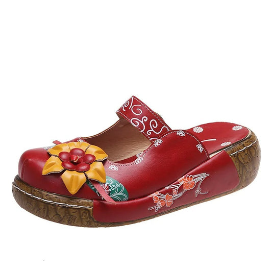 Women’s Retro Floral Comfort Slip-On Mules