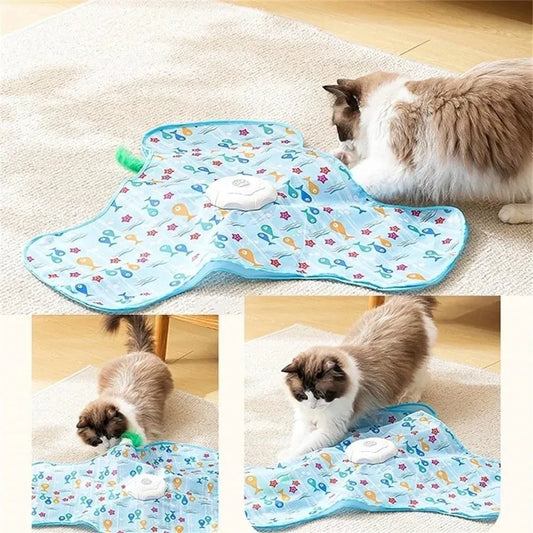 Interactive Motion Sensor Cat Toy with Hidden Feather Teaser